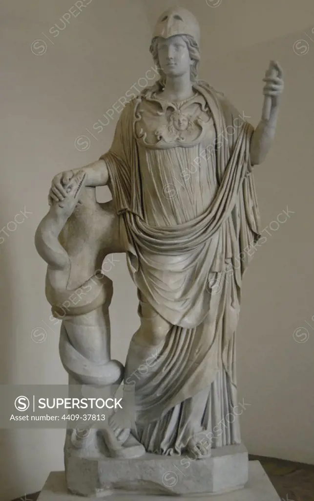 Athena. Goddess of wisdom. (Roman Minerva). Statue. Marble. Altemps Palace. National Roman Museum. Rome. Italy.