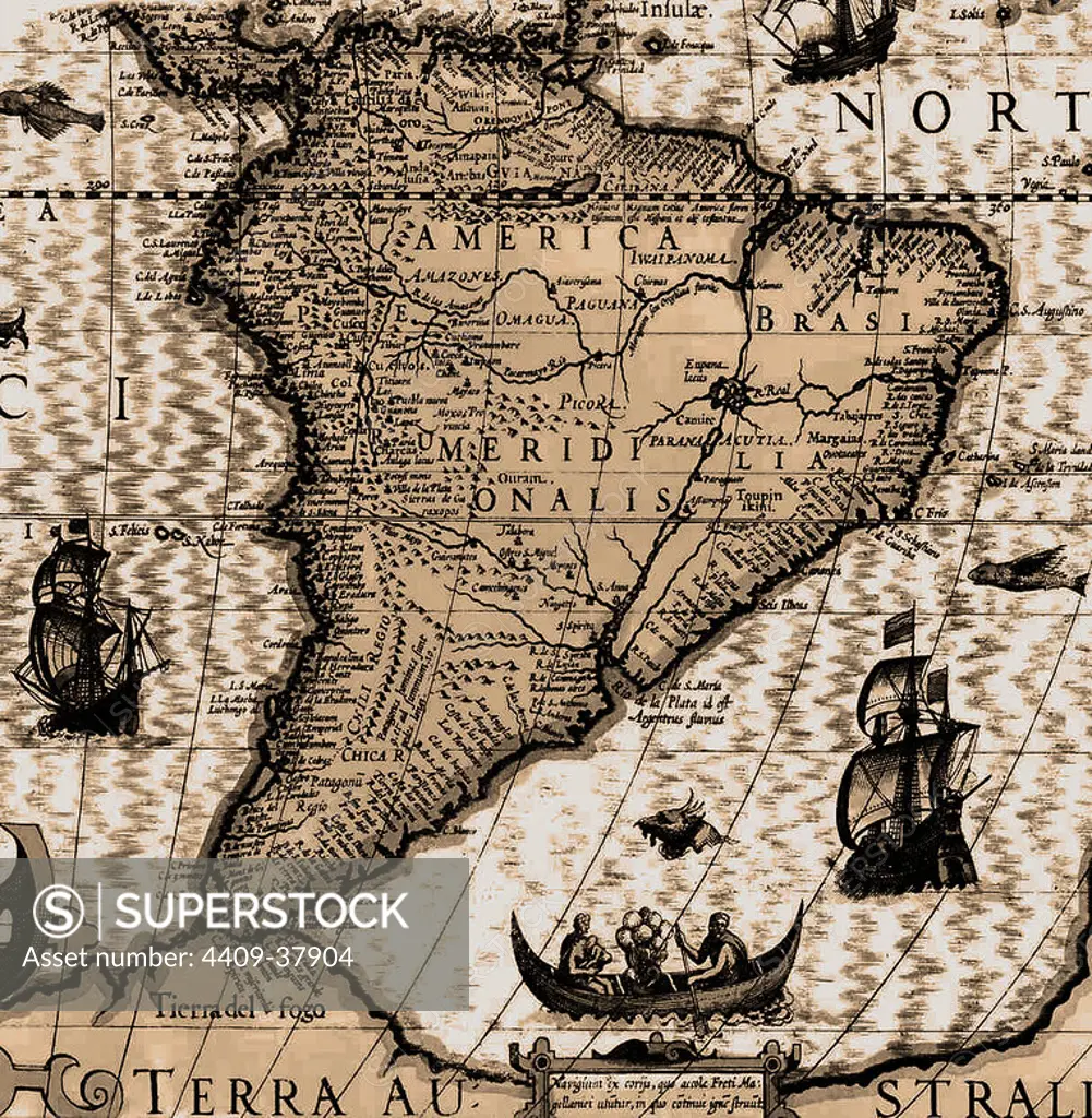 MAPA DE AMERICA DEL SUR. Año 1625.