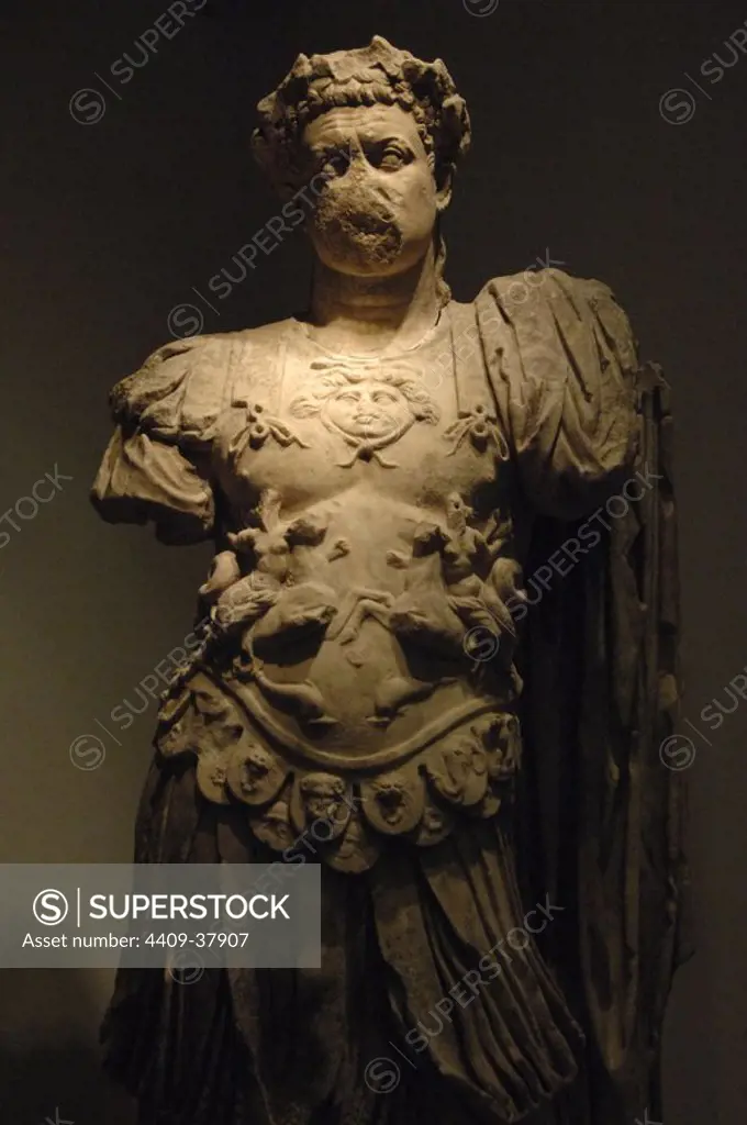 Titus (39-81) (Titus Flavius Caesar Vespasianus Augustus). Roman Emperor. Flavian dynasty. Statue. Archaeological Museum of Olympia. Greece.