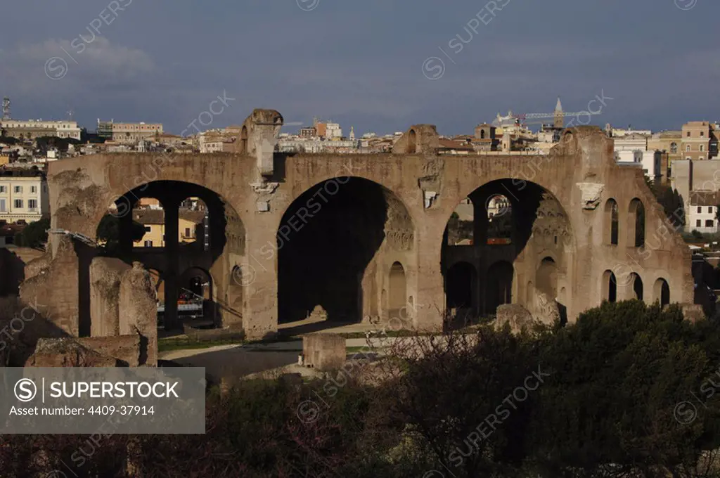 Italy. Rome. Basilica of Maxentus and Constantine, 308-312. Ruins. Roman Forum.