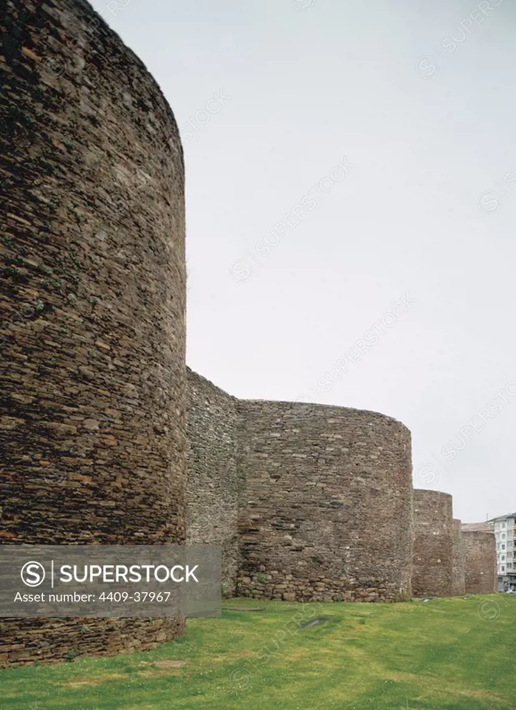 Spain. Galicia. Lugo. Roman walls. Were constructed in the 3rd Century.