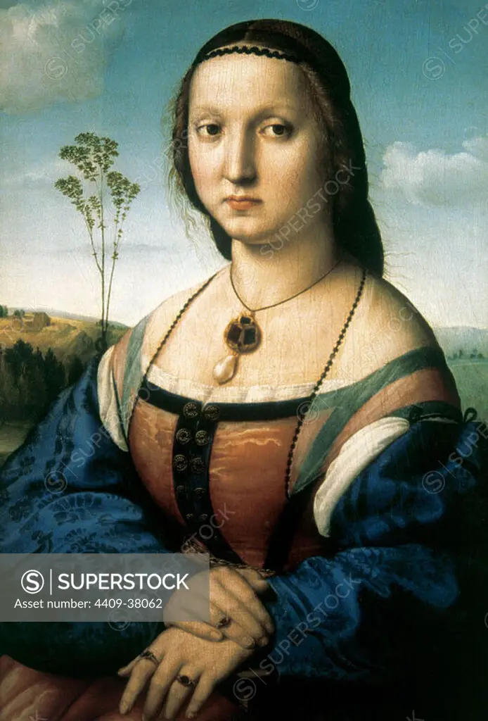 Raphael (1483-1520). Italian painter. Portrait of Maddalena Doni. Oil on wood, 1506-1507. Pitti Palace. Florence. Italy.