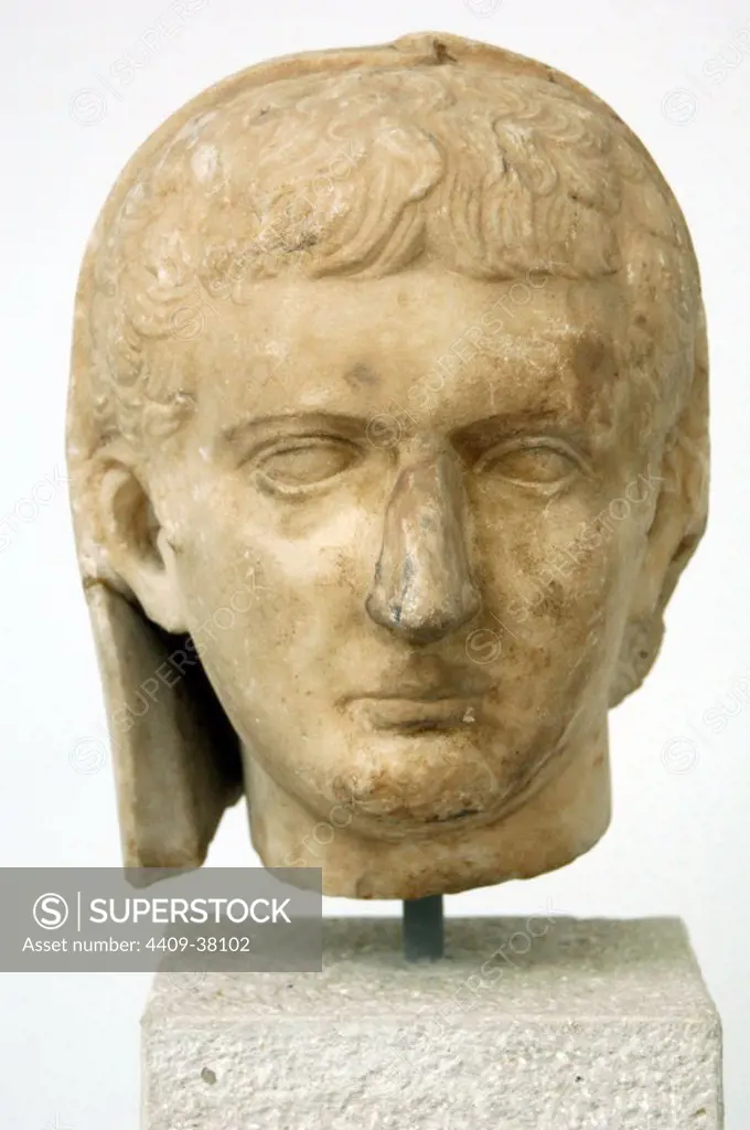 Tiberius (Tiberius Julius Caesar) (Rome, c. 42 BC-Misena, 37 AD). Roman Emperor (12-37) of the Julio-Claudian dynasty. It was adopted by Augustus, who named him his successor. Marble bust. Museum of Fine Arts. Budapest. Hungary.