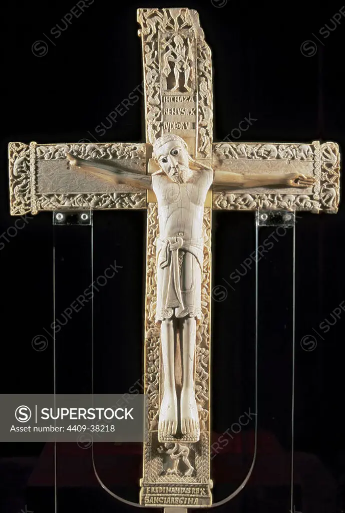Crucifix of Ferdinand I of Leon and Castile and Sancha of Leon. 11th century. National Archaeological Museum. Madrid. Spain.