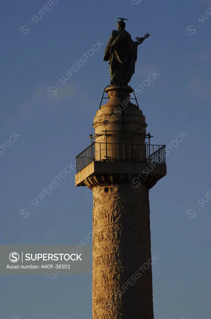 Italy. Rome. Trajan's Column, 2nd century AD. Erected to commemorate the victory of Emperor Trajan in the Dacian Wars. Trajan Forum.