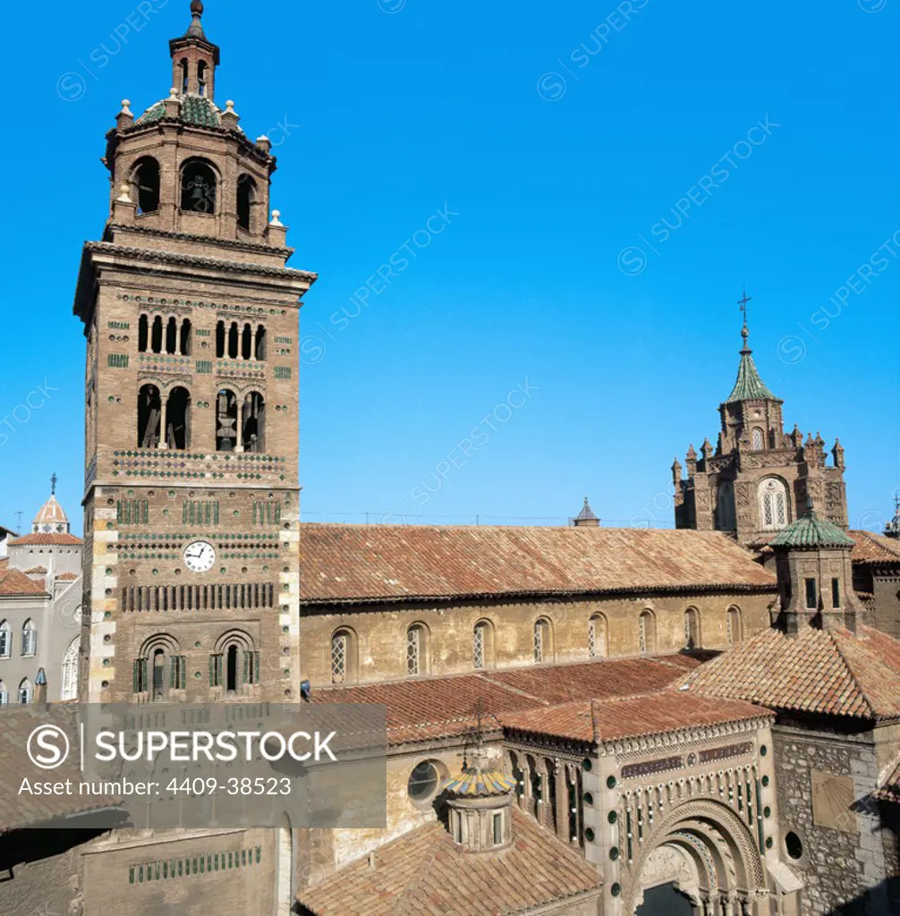 Spain. Aragon. Teruel. Cathedral. Mudejar architecture. (12th-13th centuries). Bell tower decorated with ceramic glaze.