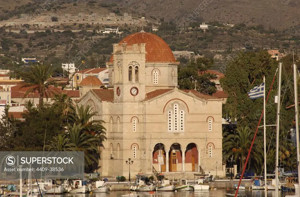 Greece. Aegina. Church of Agios Nikolaos. Exterior. Aegina Island.