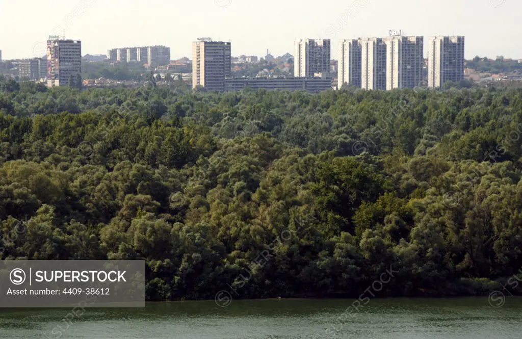 Serbia. Belgrade. Danube River and the city, in the background.