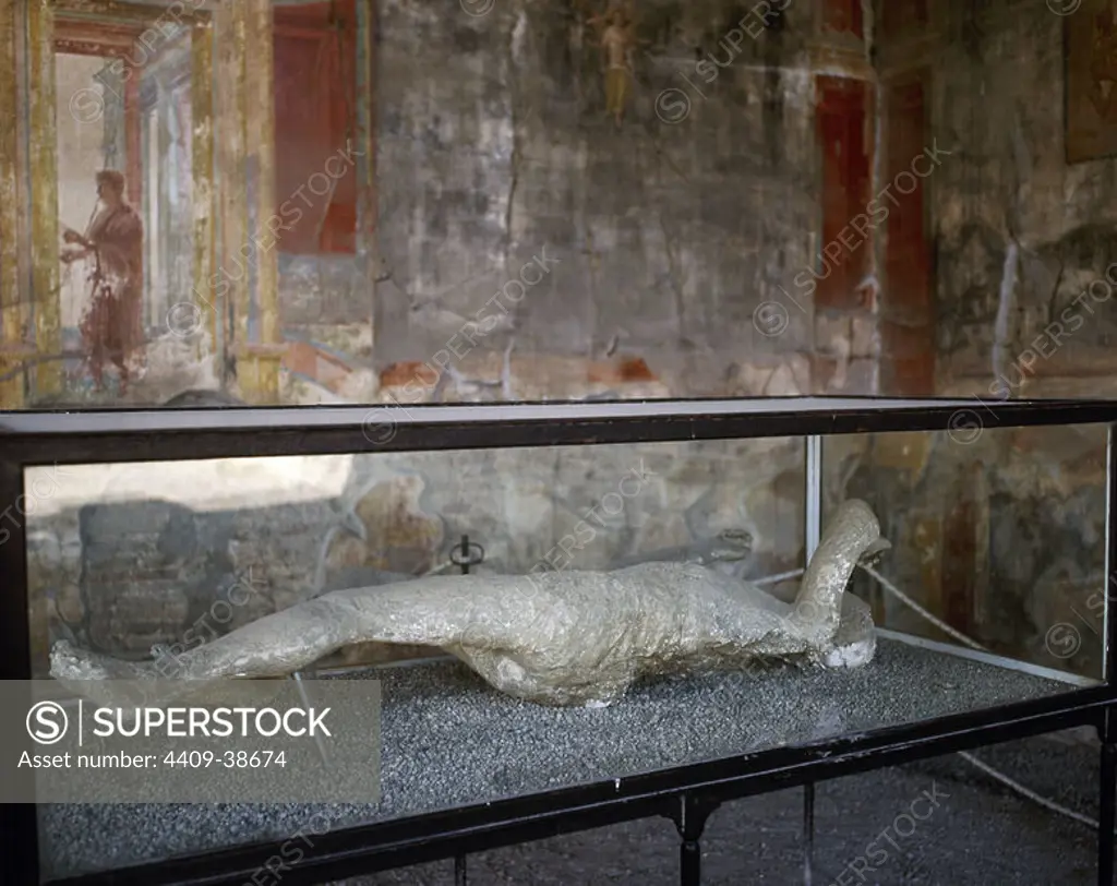 Pompeii. Ancient roman city. Plaster casts of victims' bodies. Campania. Italy.