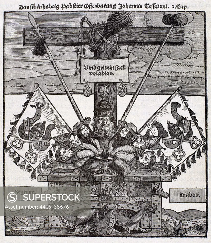 Protestant Reformation. 16th century. Germany. Lutheran satirical print against the sale of indulgences by the papacy.