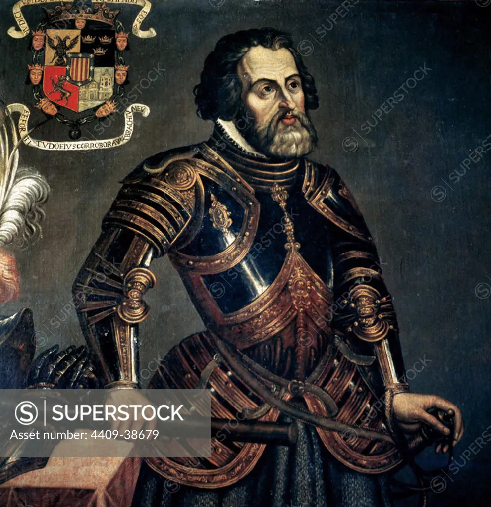 Hernan Cortes, 1st Marquis of the Valley of Oaxaca (1485Ð1547). Spanish conqueror. Anonymus portrait.