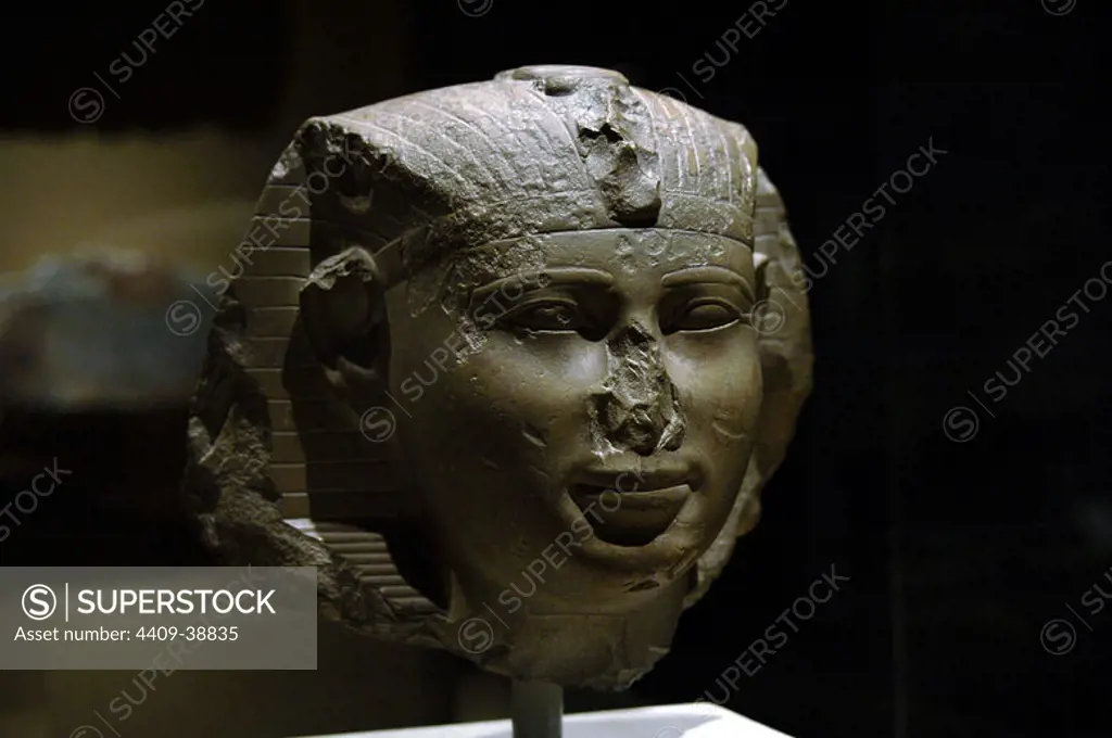 Egyptian Art. Head of a king, possibly Mentuhotep III. Middle Kingdom. Late 11th Dynasty. ca. 20001988 B.C.. Metropolitan Museum of Art. New York. United States..