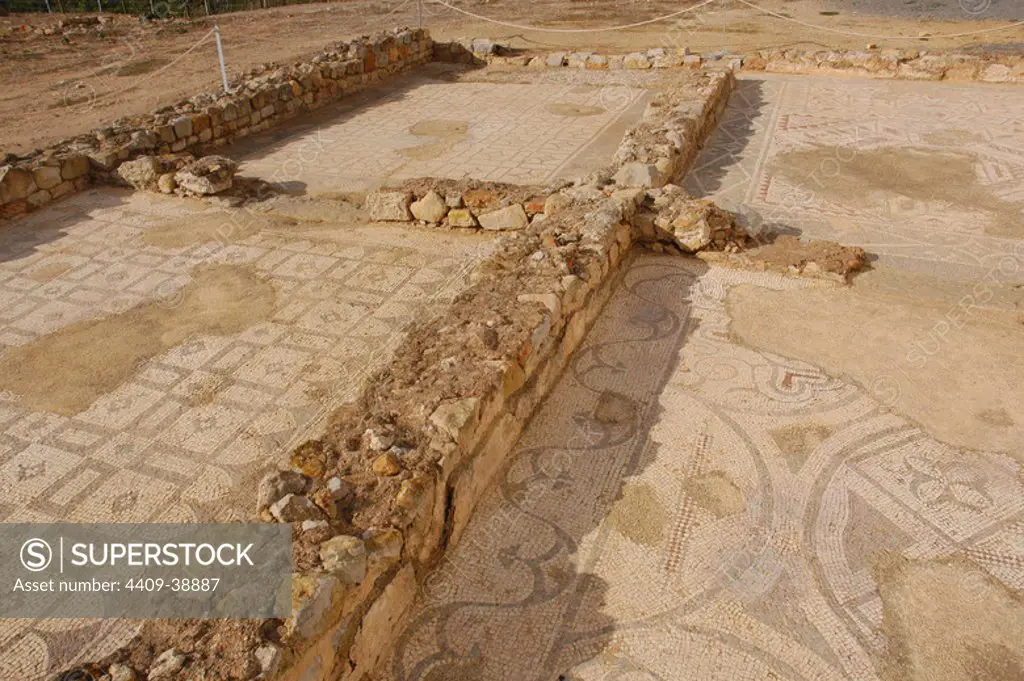 Ruins of Milreu. Roman Villa (1st - 4th century A.D.). Mosaics. Estoi, near Faro. Algarve. Portugal.