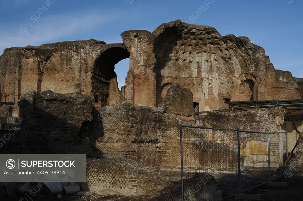 Italy. Hadrian's Villa. Imperial Villa built by Emperor Hadrian (76-138). 2nd century. The Heliocaminus Baths. Tivoli.