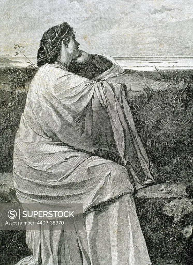 Iphigenia. Daughter of Agamemnon and Clytemnestra and sister of Electra and Orestes, is also known by the name of Iphianassa. Iphigenia in Tauris. Engraving by A. Closs.