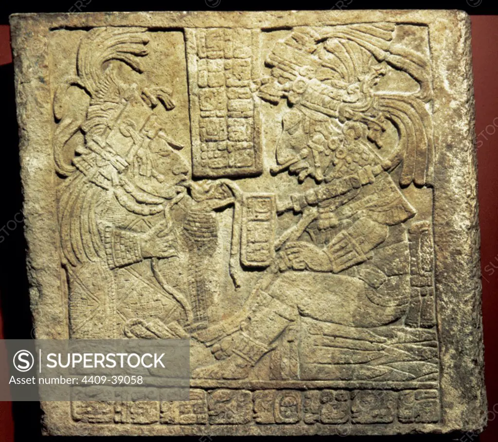 Pre-Columbian art. Central America. Maya. Lintel 17 from Yaxchilan, Late Classic Maya. 8th century. British Museum, London.