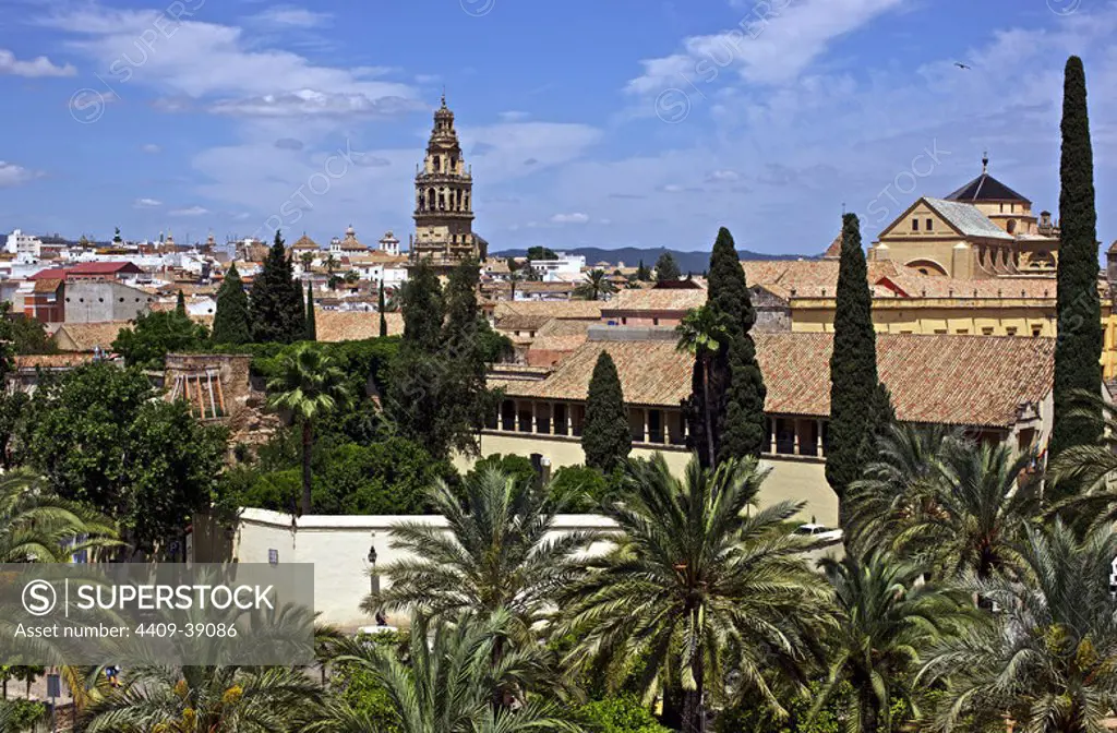 Spain. Cordoba. Panorama of the city with the bell tower of the Mosque-Cathedral. Andalusia.
