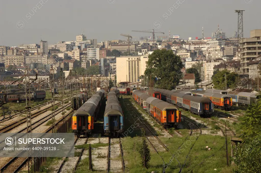 Trains parked on a siding. Belgrade. Serbia.