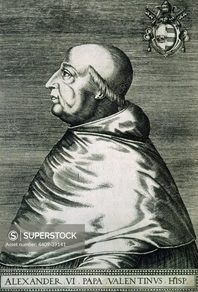 Pope Alexander VI, born Roderic Llanc_ol i de Borja (1431-1503). Pope from 1492 until his death in 1503. Engraving.