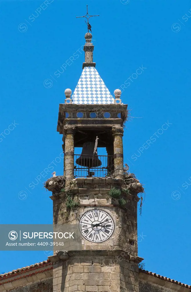 Spain. Extremadura. Trujillo. The Church of San Marti_n. Clock Tower. Detail.