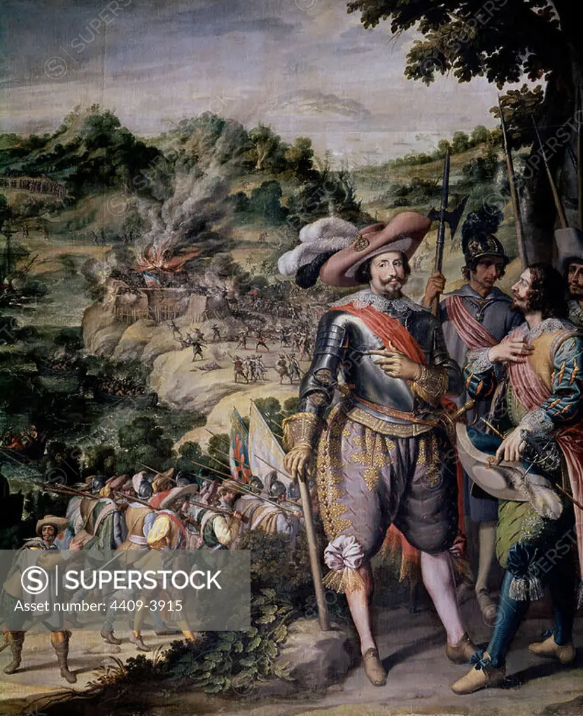 'The Recapture of the Island of San Cristobal' (detail), 1634, Oil on canvas, 297 cm x 311 cm, P00654. Author: CASTELO FELIX. Location: MUSEO DEL PRADO-PINTURA. MADRID. SPAIN. TOLEDO FADRIQUE DE.
