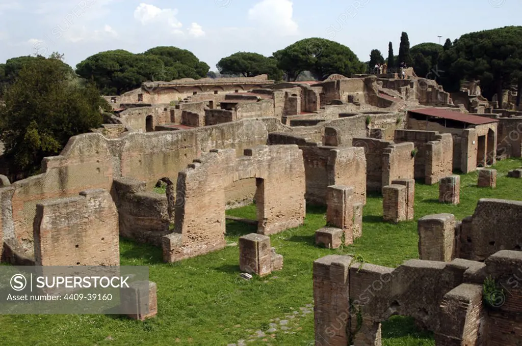 Ostia Antica. The Cardo Maximus from the north-west. Italy.