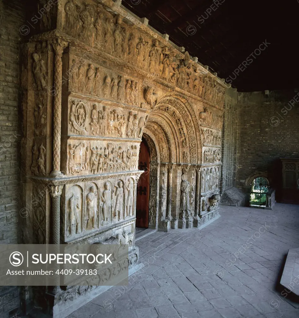 Romanesque Art. Monastery of Santa Maria de Ripoll. Founded by the Count Wilfred the Hairy in 879 or 880. Sculptural portico. Ripoll. Catalonia. Spain.