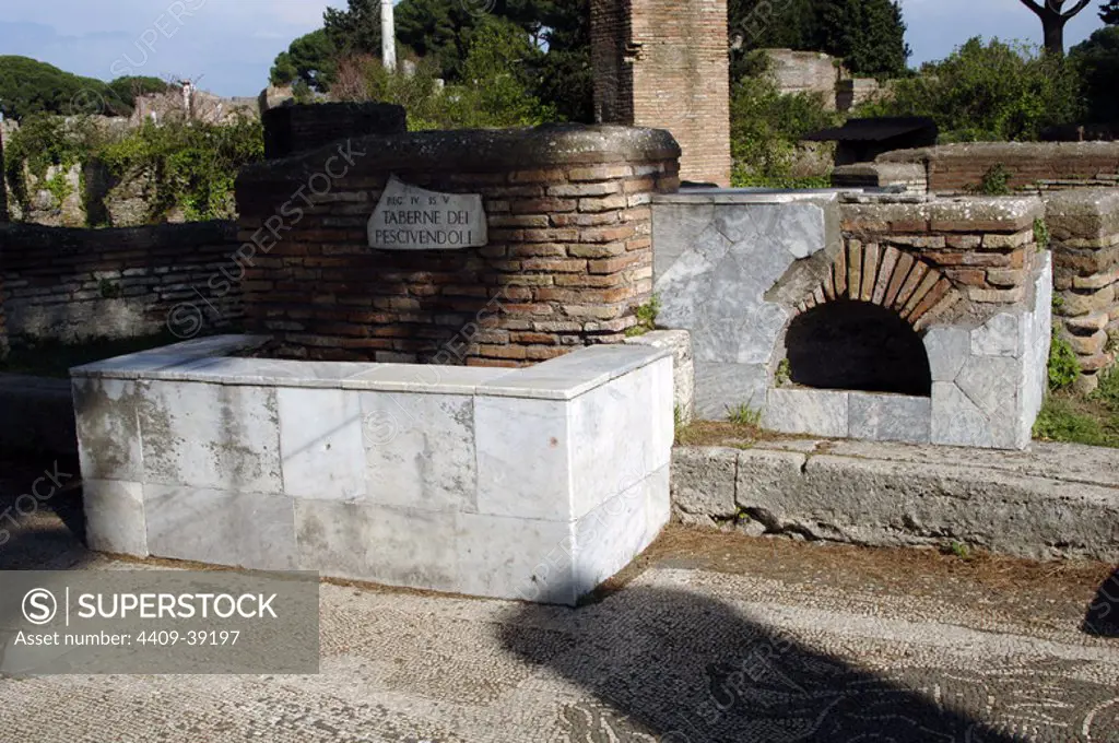 Ostia Antica. The Shops of Fishmongers. 3rd century AD. Italy.
