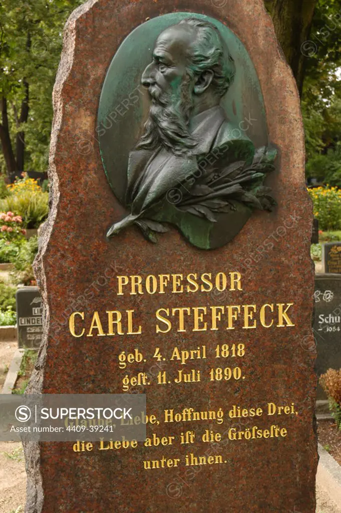 Carl Steffeck (1818-1890). German painter. Tomb in the Dorotheenstadt Friedhof cemetery. Berlin. Germany.