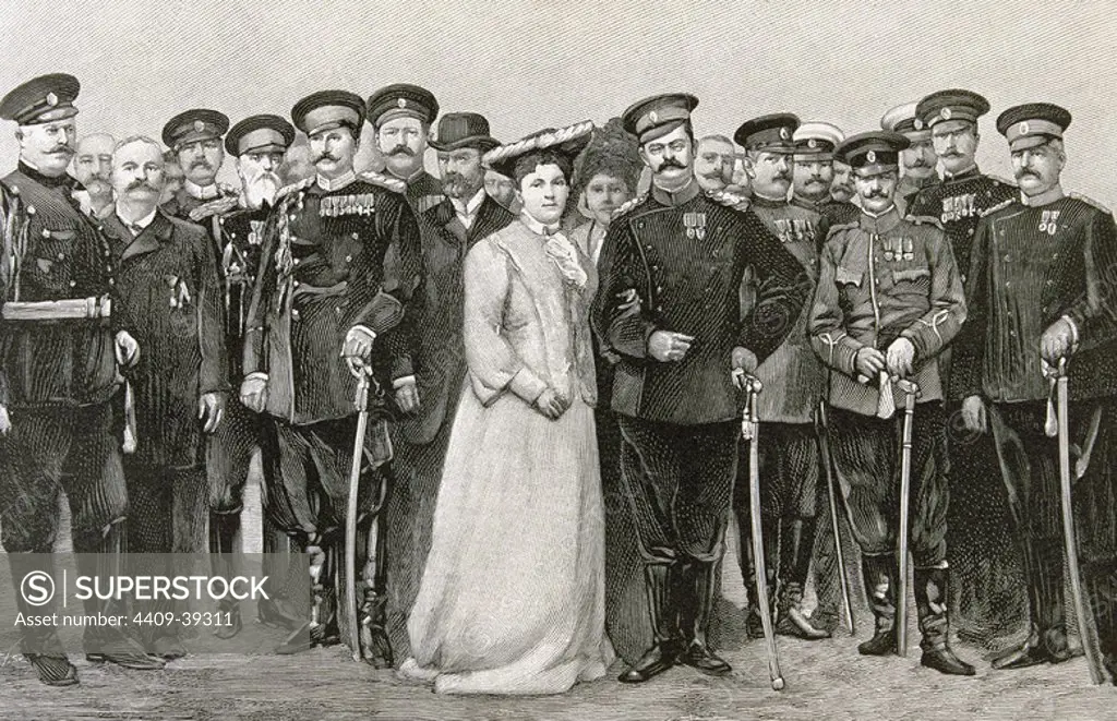 Alexander I Obrenovic (1876-1903). King of Serbia (1889-1903). The king and his wife Draga, Princess Helena and his staff, victims of the Revolution of June 11, 1903. Engraving from 'L'Illustration' (1903).