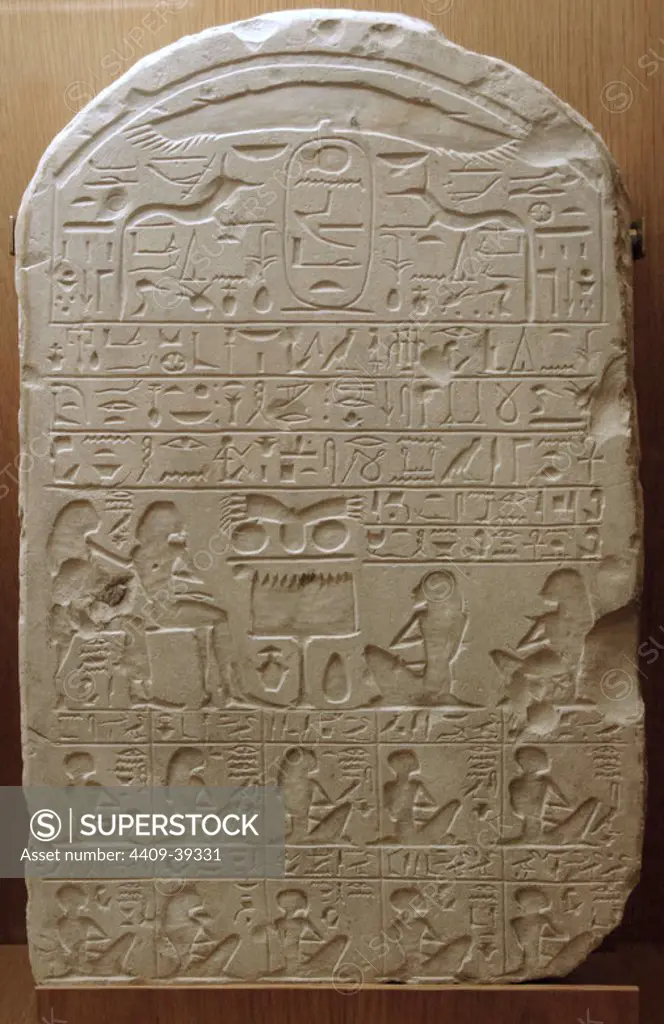 Egyptian art. Middle Kingdom. Stele with inscriptions. Museum of Fine Arts. Budapest. Hungary.