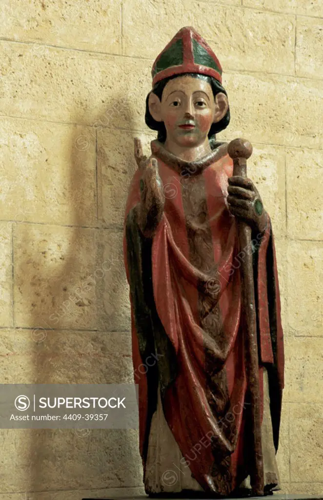 Martin of Tours (316-397). Bishop of Tours. Sculpture. Church of Saint Martin de Tours. Fromista. Spain.