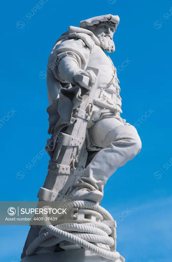 Elcano, Juan Sebastian (c.1476-1526). Spanish navigator. In 1522, rounded the Cape of Good Hope, making it he and his men in the first sailors who went around the world. Monument in his birthplace. Guetaria. Basque Country. Spain.