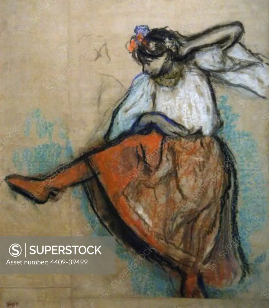 ARTE S. XIX. FRANCIA. DEGAS, Edgar (1834-1917). Pintor francés, de estilo impresionista. "LA BAILARINA RUSA" (h.1895). Museo de Bellas Artes. HOUSTON. Estado de Texas. Estados Unidos.