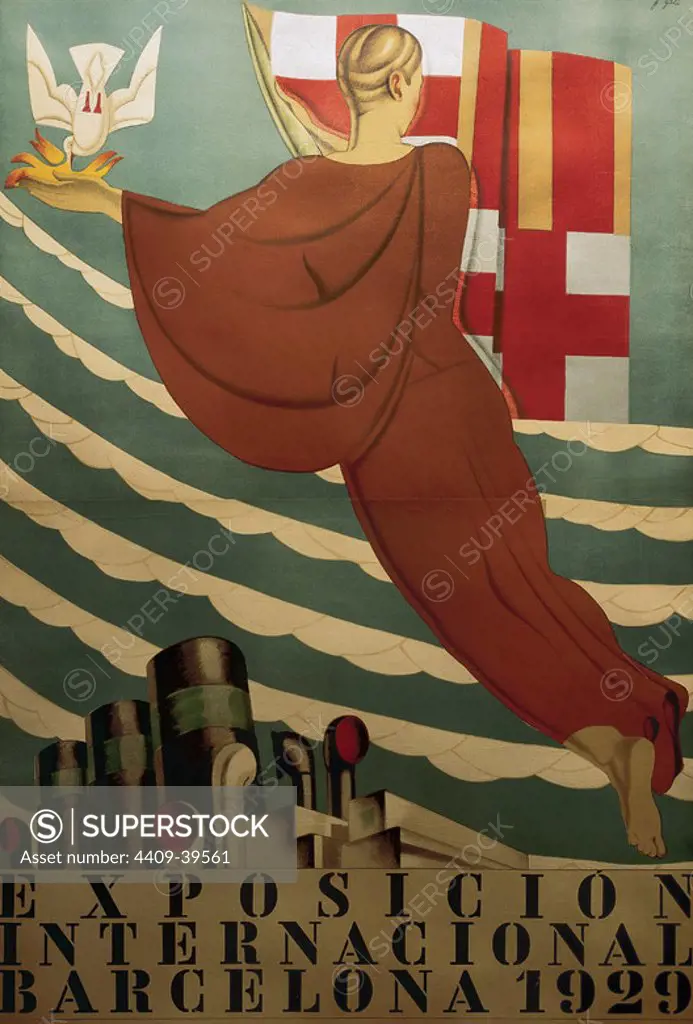 1929 Barcelona International Exposition. Poster by Francis Gali_ (1880-1965).