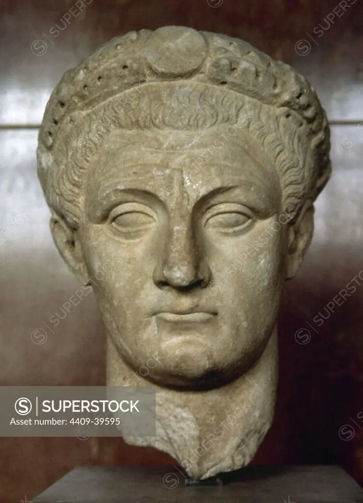 Claudius (Tiberius Claudius Caesar Augustus Germanicus) (10 BC-54 AD). Roman emperor. Julio-Claudia, dynasty. Idealized bust. Marble. From Thassos, Greece. Louvre Museum. Paris.