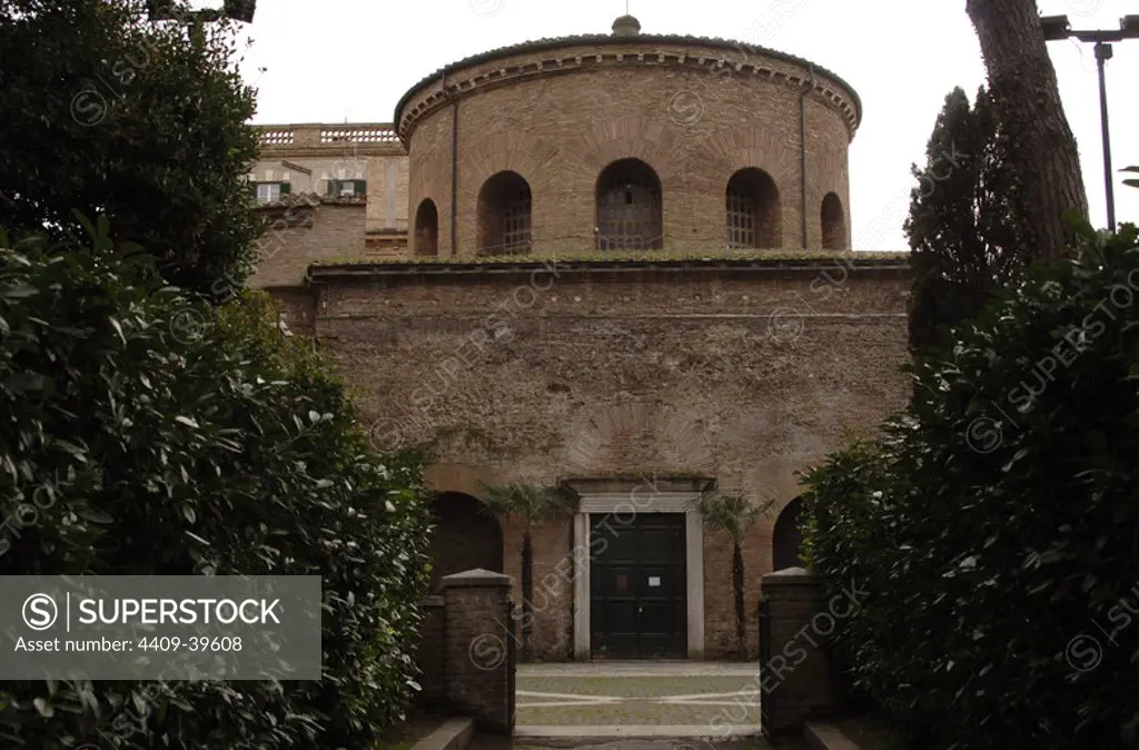 Italy. Rome. Santa Costanza. 4th century church with mausoleum. Early Christian architecture. The facade today.