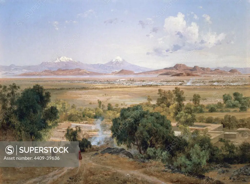 JOSE MARIA VELASCO (1840-1912). Mexican landscape painter. "EL VALLE DE MEXICO" (1875). Národni Muzeum. Prague Czech Republic.