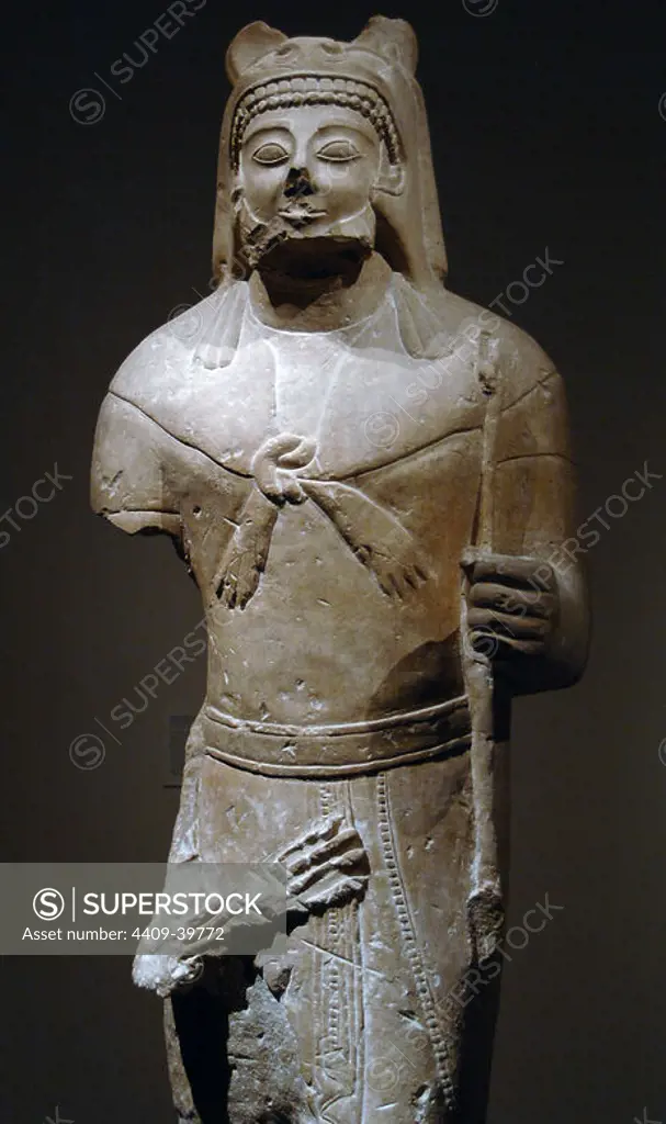 Phoenician art. Cyprus. 6th century BC. Herakles, 530-520 A.C. Limestone. Comes from Golgoi (Cyprus). Metropolitan Museum of Art. New York. United States.