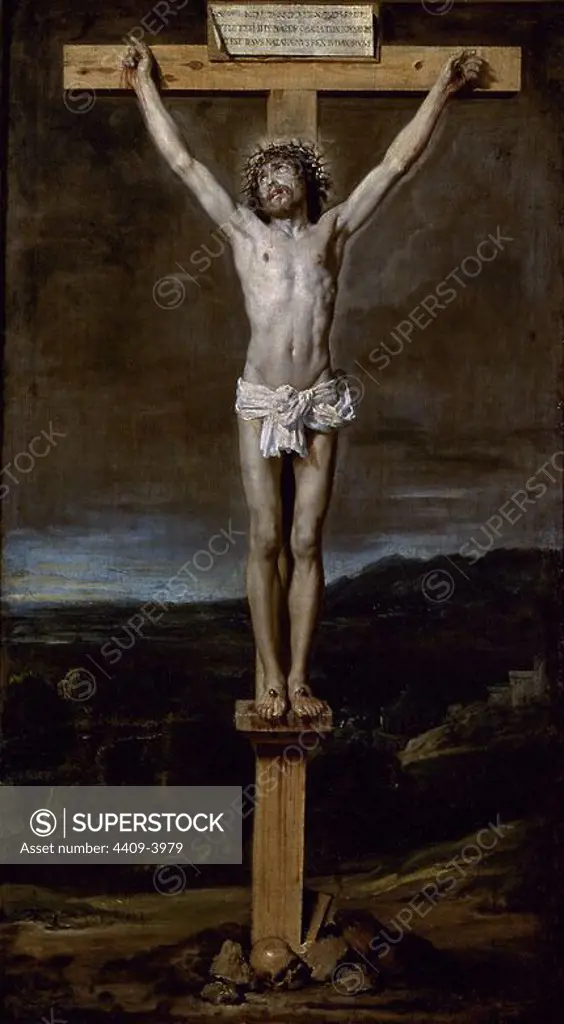 'Christ on the Cross', 1631, Spanish Baroque, Oil on canvas, 100 cm x 57 cm, P02903. Author: DIEGO VELAZQUEZ (1599-1660). Location: MUSEO DEL PRADO-PINTURA. MADRID. SPAIN. JESUS. CRISTO CRUCIFICADO.
