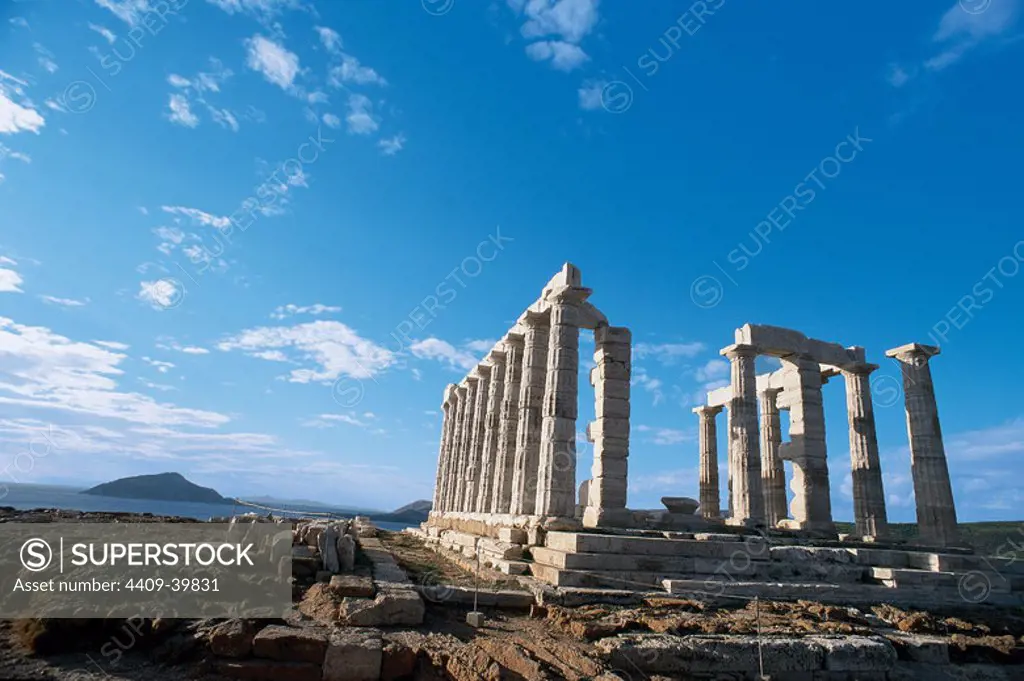 Greek Art. Greece. Cape Sounion. Temple of Poseidon, built in 444-440 B.C.
