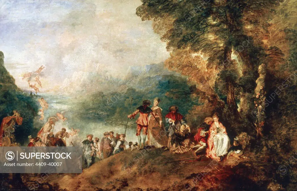 Jean-Antoine Watteau (1684-1721). French painter. Embarkation for Cythera (1717). Louvre Museum. París. France.