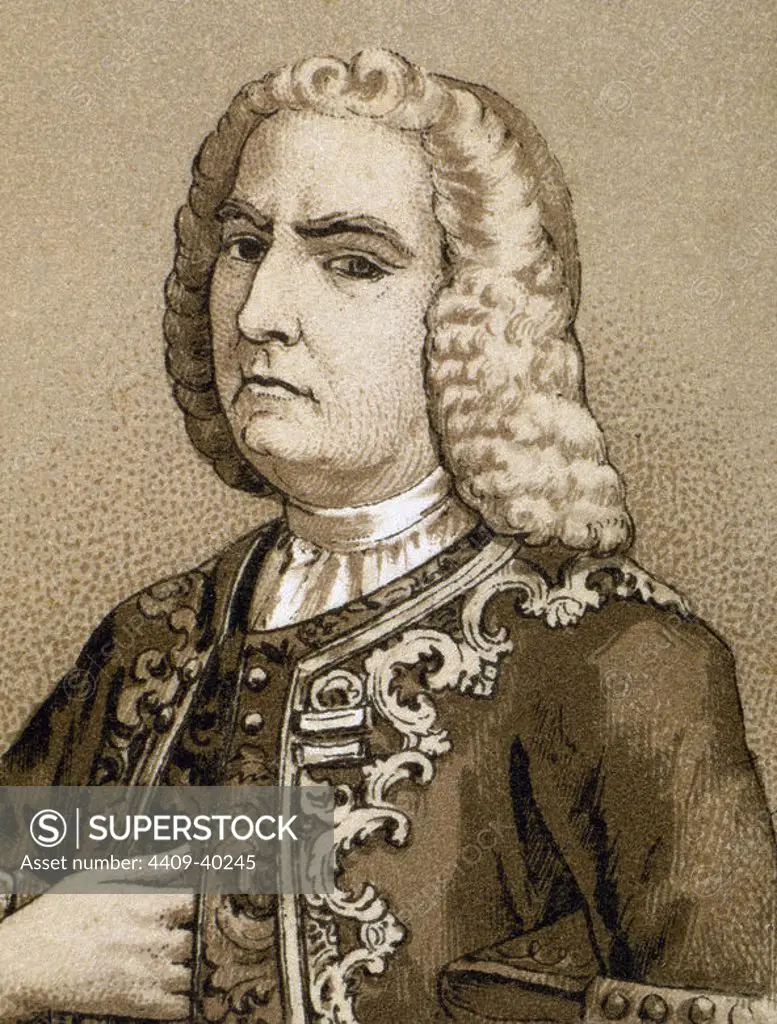 Juan Francisco de Guemes y Horcasitas (1681-1766), 1st Count of Revillagigedo. Spanish general, governor of Havana, captain general of Cuba, and viceroy of New Spain (1746-1755). Engraving.