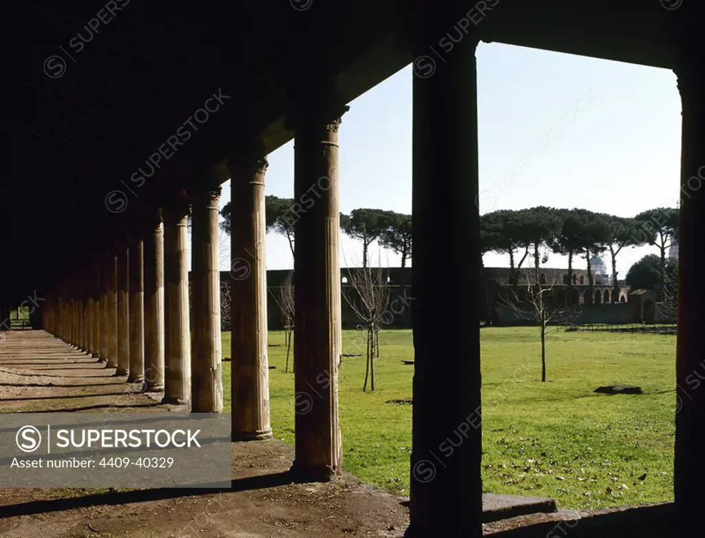Italy. Pompeii. Great gym. 1st century A.D. Portico with Ionic columns.