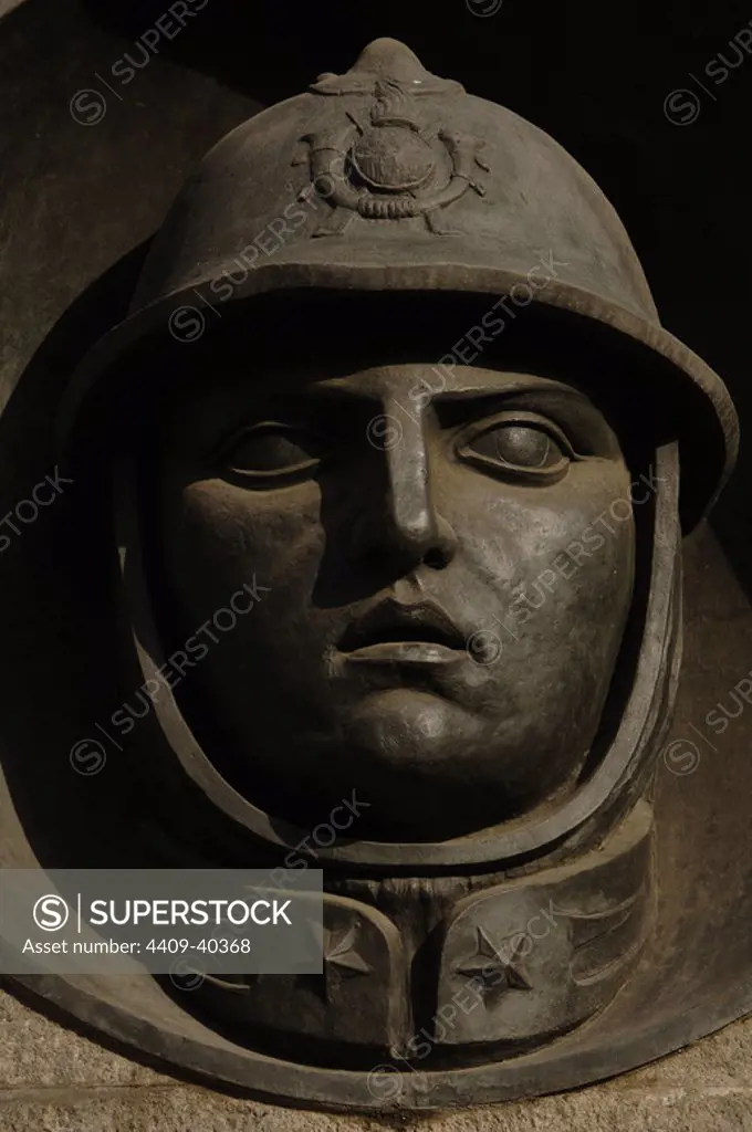 Monument to Financial Guard Deads for Patria during WWI, 1930 by Amleto Cataldi (1882-1930). Detail. Rome. Italy.