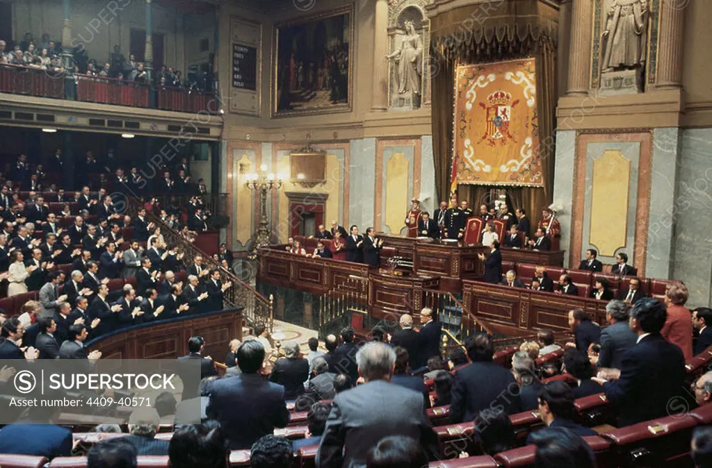 Santion of the Spanish Constitution by His Majesty the King Juan Carlos I. 1978. Spain.