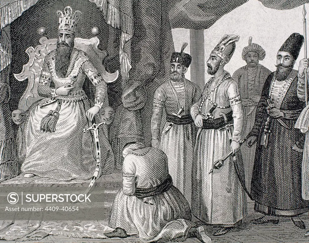 OTTOMAN EMPIRE. TURKEY. SULTAN receiving some members of the Council in the Topkapi Palace courtroom . ISTANBUL. Engraving of the nineteenth century.