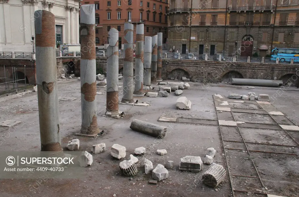 Italy. Rome. Forum of Trajan. Ruins of Basilica Ulpia.