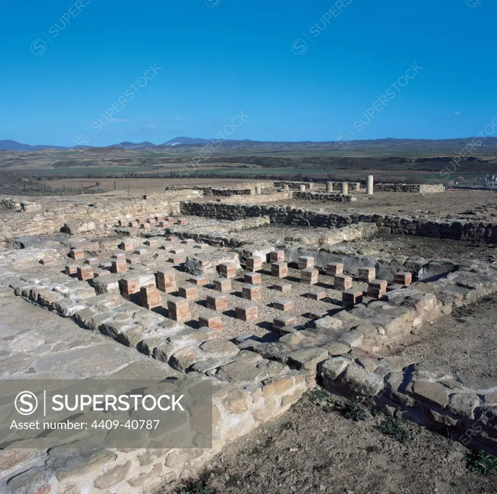 Roman ruins of Andelos I-II centuries. Overview of the baths. Mendigorria. Navarre. Spain.