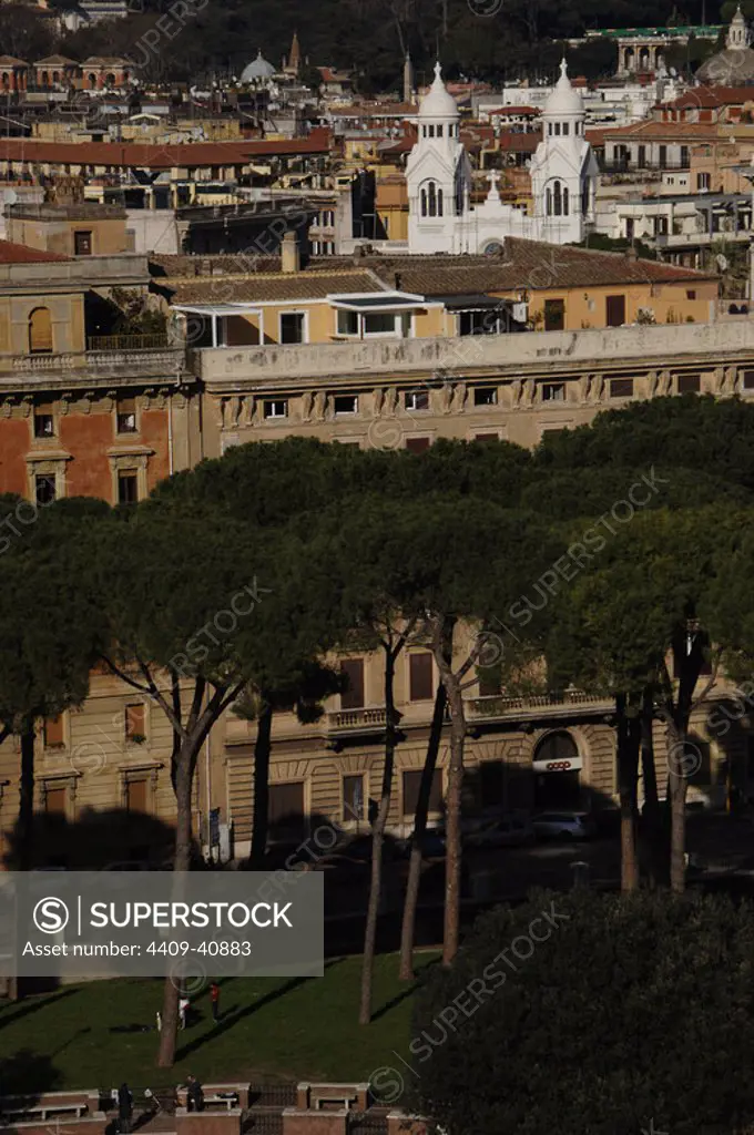 Italy. Rome. City panorama from Castel Sant'Angelo.